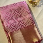 Dusty Rose wave pattern tissue silk saree - ZAR508
