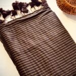Golden stripe khadi cotton - Coffee Brown ZAR554