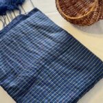 Golden stripe khadi cotton - Navy Blue ZAR552