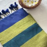 Khadi Cotton Checks saree - Blue ZAR536