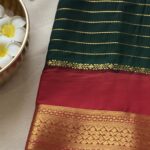 Premium mysore semi silk - Emerald Green with red ZAR528