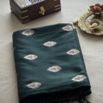 Banarasi soft silk saree - Bottle green - ZAR558