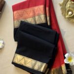 Premium mysore crepe silk saree - Red Black - ZAR562