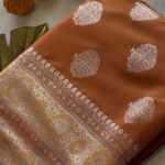 Banarasi soft silk - Burnt Saffron Orange with copper undertones - ZAR503