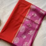 Premium mysore semi silk in terracotta orange and rich rani pink - ZAR570
